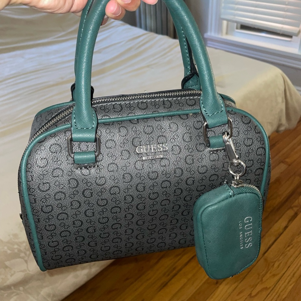 GUESS Teal and Black Satchel